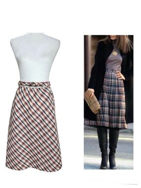 VINTAGE Panther plaid Union Made Midi Skirt Size 11/12